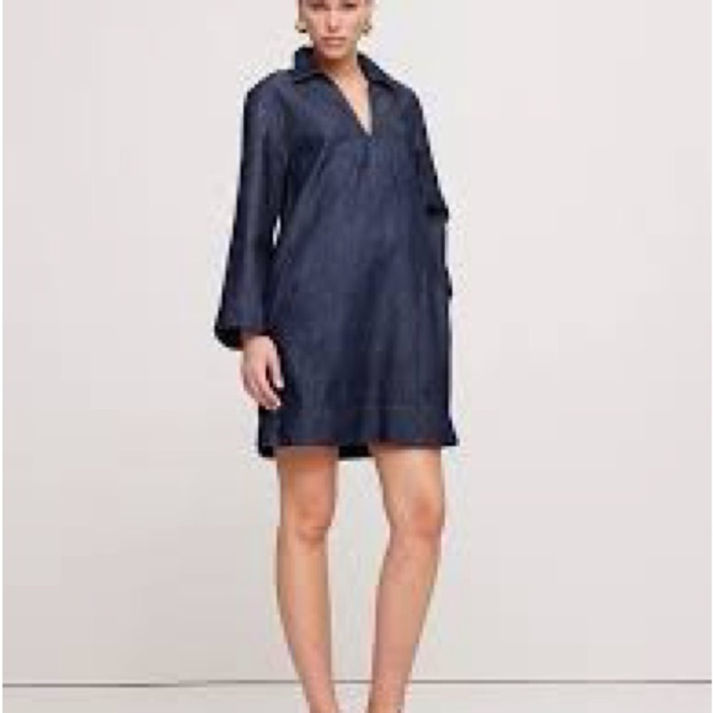 NEW Banana Republic | 100% Cotton Rinsed Denim Tunic Mini Dress with Pockets